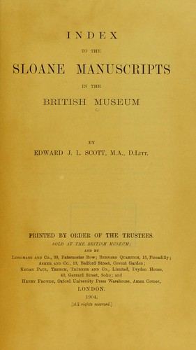 Cover for Index to the Sloane manuscripts in the British Museum