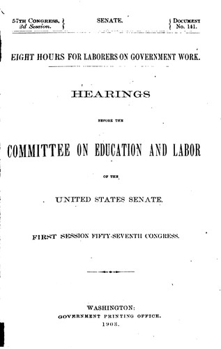 Cover for Eight hours for laborers on government work.