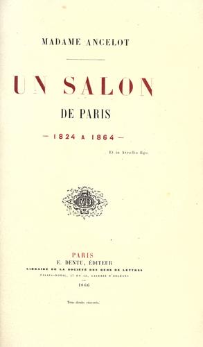 Cover for Un salon de Paris, 1824 à 1864.