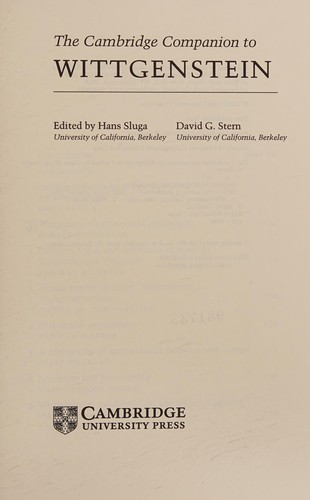 Cover for The Cambridge companion to Wittgenstein