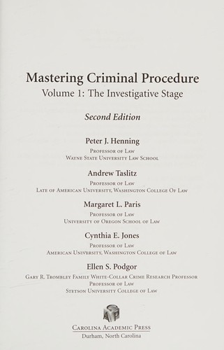 Cover for Mastering criminal procedure