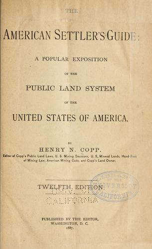Cover for American settler's guide