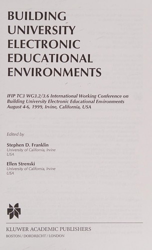 Cover for Building university electronic educational environments