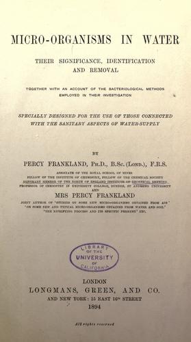 Cover for Micro-organisms in water
