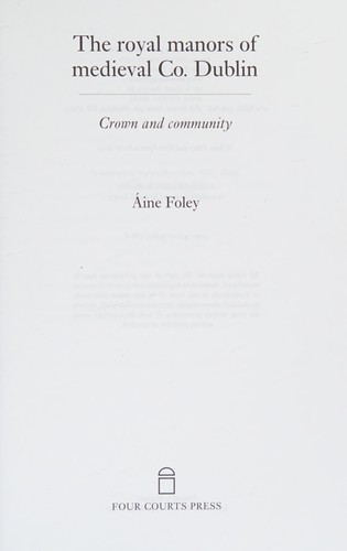 Cover for The royal manors of medieval Co. Dublin
