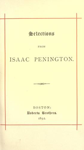 Cover for Selections from Isaac Penington.