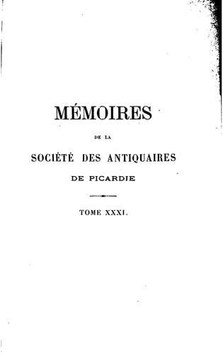 Cover for Mémoires de la Société des antiquaires de Picardie
