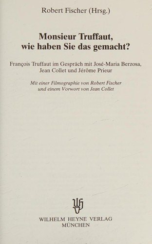 Cover for Monsieur Truffaut, wie haben Sie das gemacht?