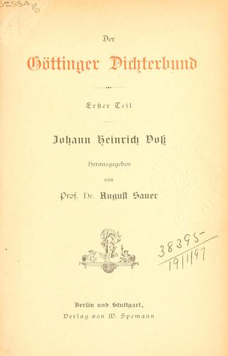 Cover for Göttinger Dichterbund.