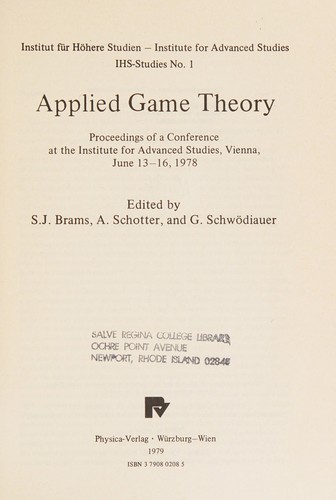 Cover for Applied game theory