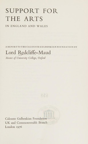 Cover for Support for the arts in England and Wales