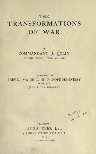 Cover for The transformations of war