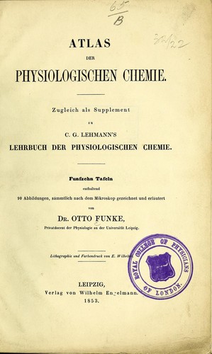 Cover for Atlas des physiologischen Chemie