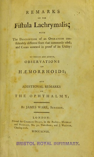 Cover for Remarks on the fistula lachrymalis