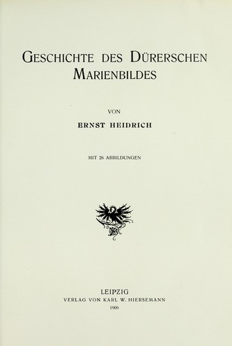 Cover for Geschichte des Dürerschen Marienbildes