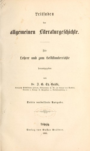 Cover for Leitfaden der allgemeinen literatur-geschichte