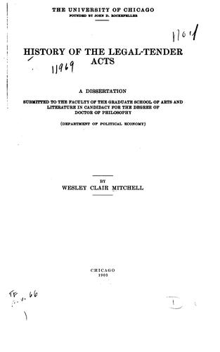 Cover for History of the legal-tender acts.
