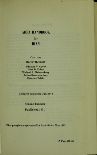 Cover for Area handbook for Iran.