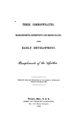 Cover for Three commonwealths, Massachusetts, Connecticut and Rhode Island