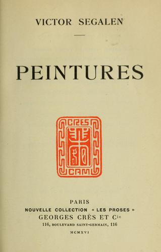Cover for Peintures