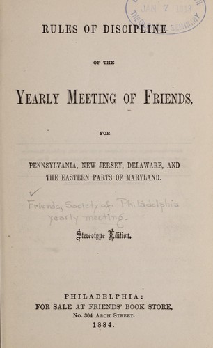 Cover for Rules of discipline of the Yearly Meeting of Friends