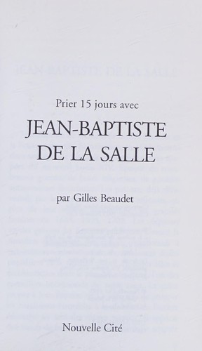 Cover for Prier 15 jours avec jean-baptiste de la salle (French Edition)