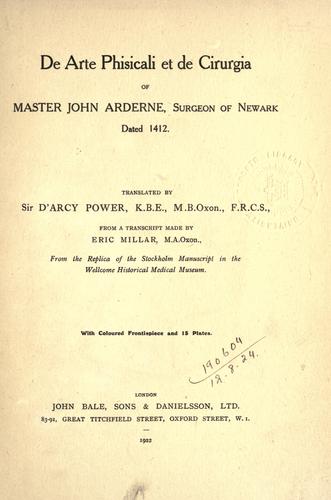 Cover for De arte phisicali et de cirurgia