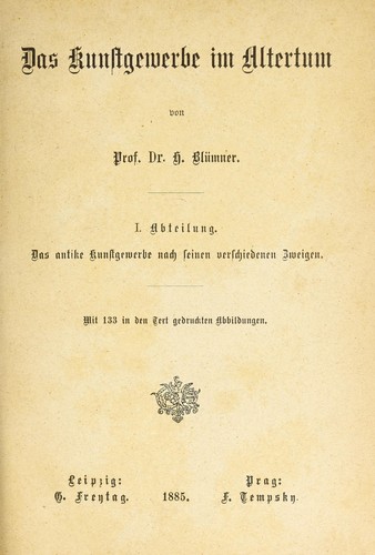 Cover for Das Kunstgewerbe im Altertum