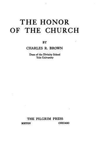 Cover for The honor of the church
