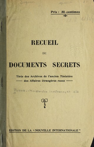 Cover for Recueil de documents secrets