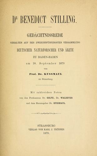 Cover for Dr. Benedict Stilling