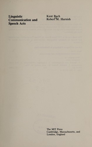 Cover for Linguistic communication and speech acts