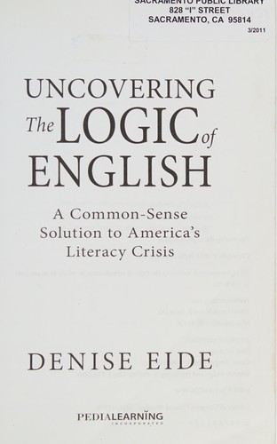 Cover for Uncovering the logic of English