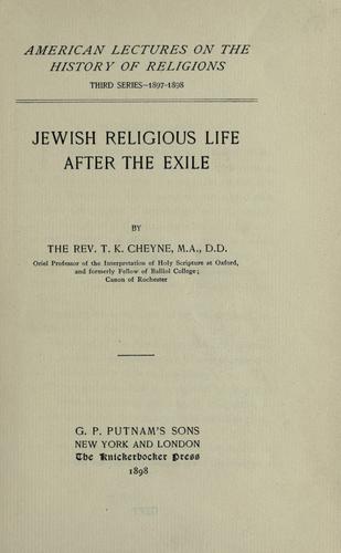 Cover for Jewish religious life after the exile.