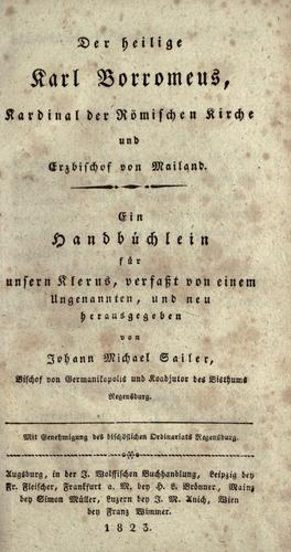 Cover for heilige Karl Borromeus, Kardinal der r©·omischen Kirche und Erzbischof von Mailand