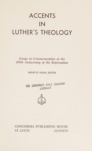 Cover for Accents in Luther's theology