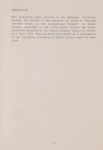 Cover for CURRENT ISSUES IN POLITICAL ECONOMY