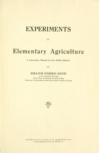 Cover for Experiments in elementary agriculture