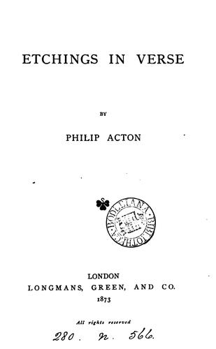 Cover for Etchings in verse, by Philip Acton
