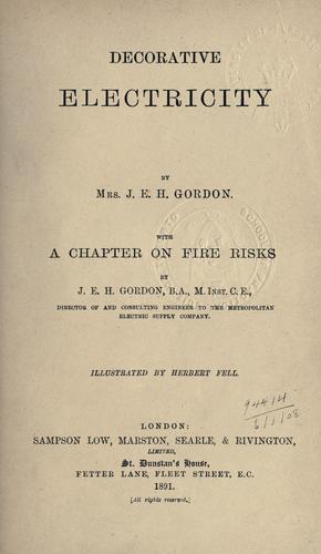 Cover for Decorative electricity, with a chapter on fire risks.