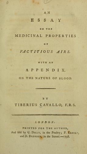 Cover for An essay on the medicinal properties of factitious airs