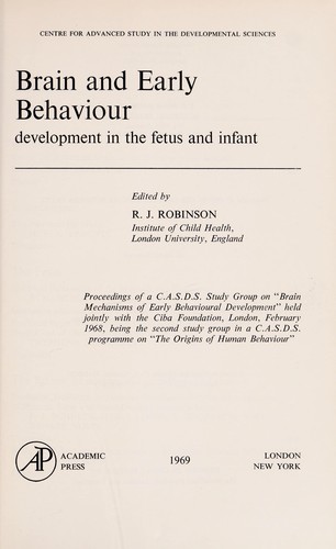 Cover for Brain and early behaviour development in the fetus and infant