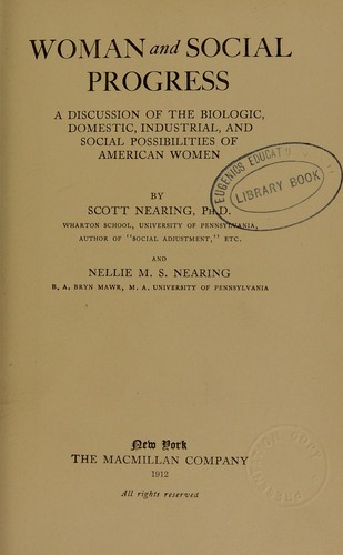 Cover for Women and social progress