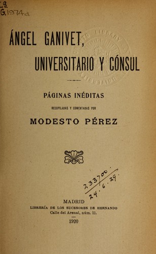 Cover for Angel Ganivet, universitario y cónsul