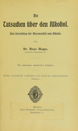 Cover for Die Tatsachen ©ơber den Alkohol