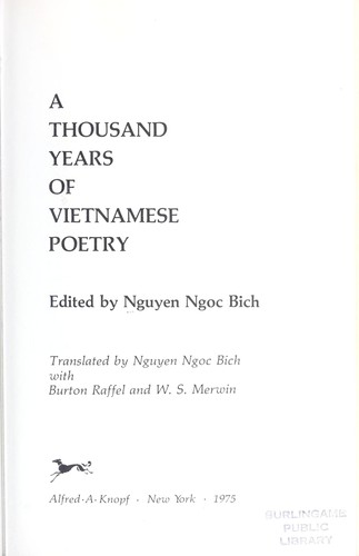 Cover for A thousand years of Vietnamese poetry