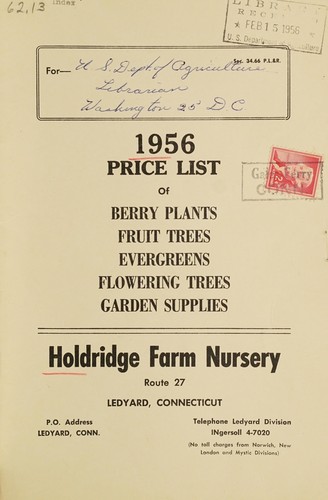 Cover for 1956 price list of berry plants, fruit trees, evergreens, flowering trees, garden supplies