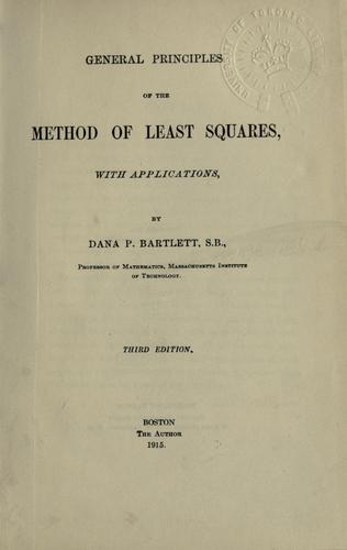 Cover for General principles of the method of least squares, with applications.