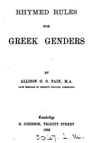 Cover for Elementary Greek grammar