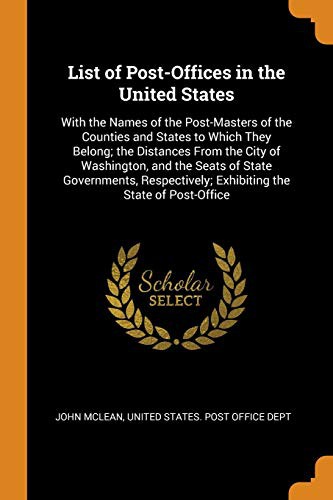 Cover for List of Post-Offices in the United States